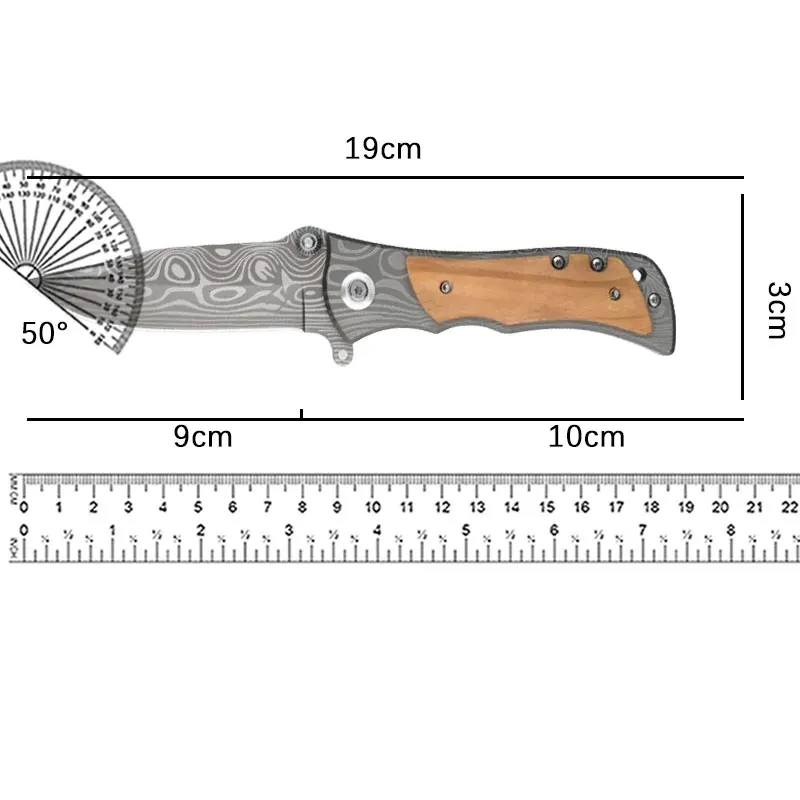 New Damascus stainless steel folding knife camping outdoor survival knife fruit knife