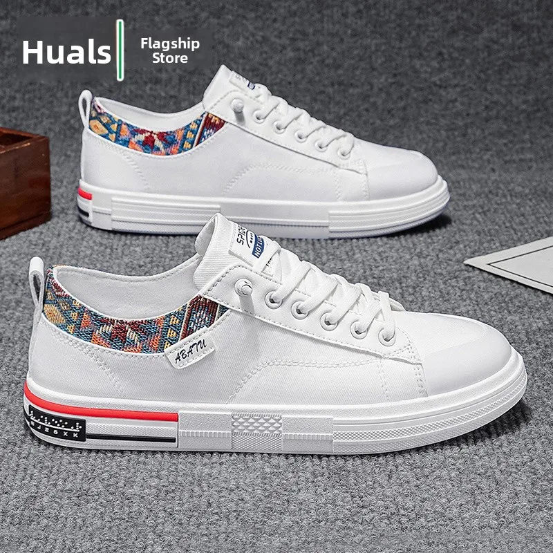 Men's Canvas Slip-On Shoes Breathable Soft Bottom Anti-Slip Sports Fashionable Korean Style Low Cut Mesh Inner Summer Shoes