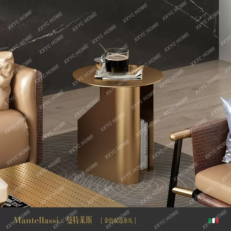 

light luxury wrought iron bedside table simple modern bedroom creative personality round edge