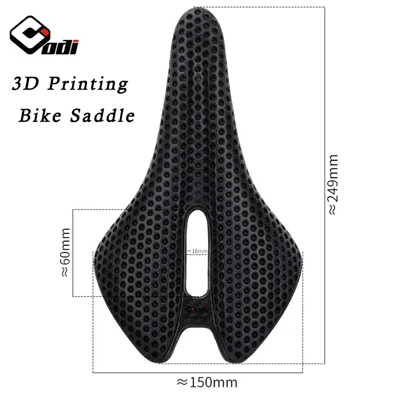 

ODI Carbon Fiber 3D Printing Bike Saddle 150mm Ultra-Light and Breathable Hollow Honeycomb Cushion Soft Seat for Road Bike/MTB