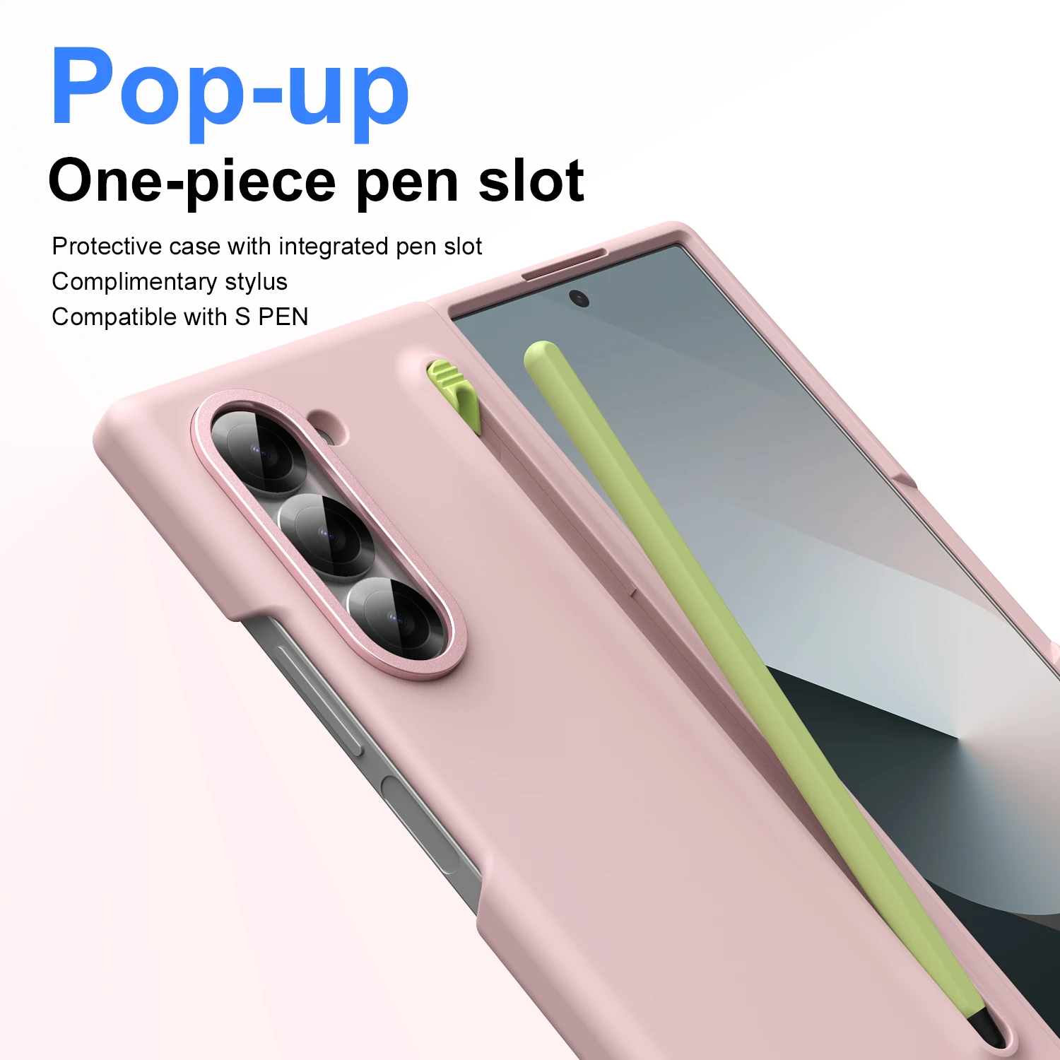 For Samsung Galaxy Z Fold 6 ZFold6 Case Matte Skin-Friendly With Colorful Touch Pen Folding Shockproof Hard PC Cover Accessories