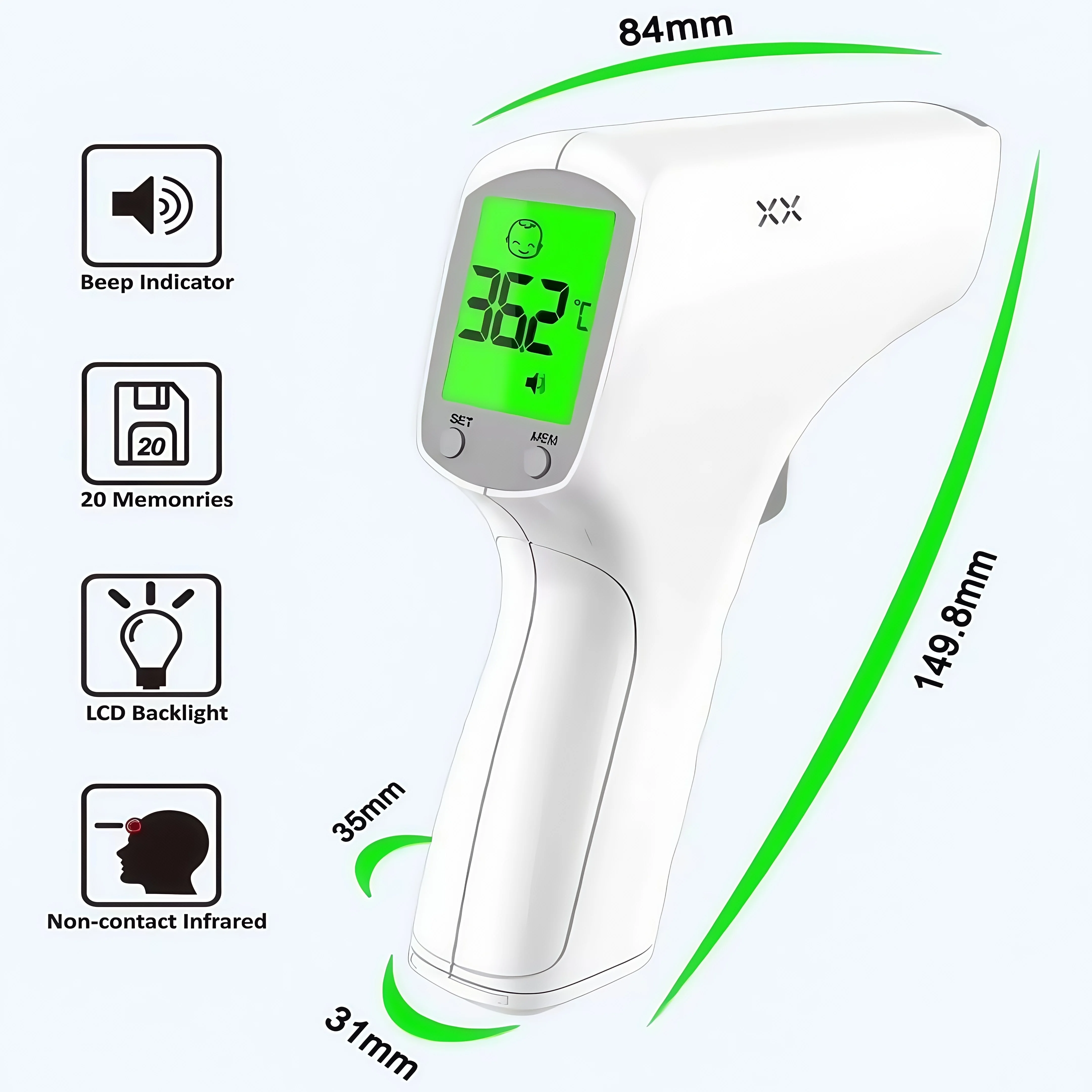 

Adult and pediatric medical thermometers, non-contact infrared thermometers, forehead thermometers