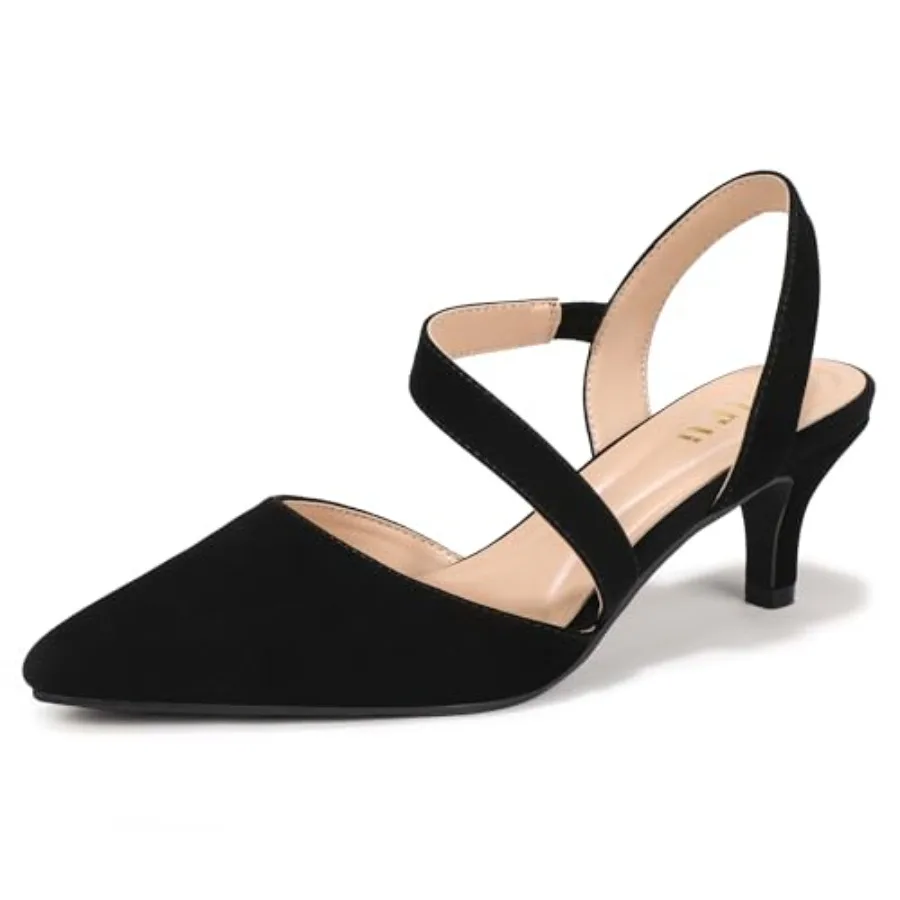 

IDIFU IN2 Women's Closed Toe Heels Pointed Toe Kitten Low Pumps Slingback Strappy Dress Shoes for Women Wedding Bride Party Pro