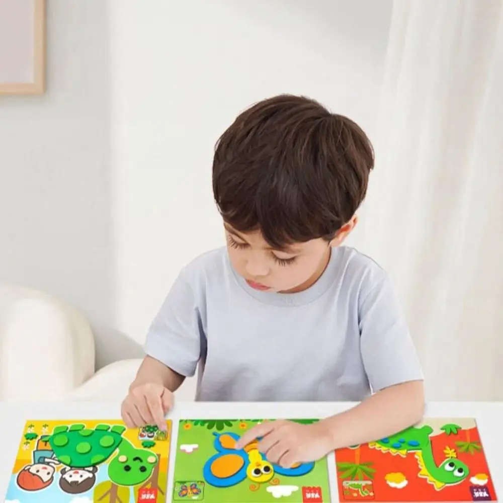 

Paper 3D Stereoscopic Sticker Books Educational Toys Handmade DIY Paste Material Kit Cartoon Montessori Animals Sticker Book