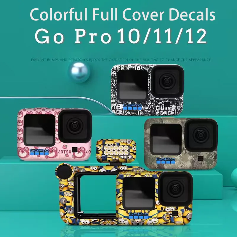 Colorful Decals For GoPro 10/11/12 Removable Skins Protector Coat Camera Cover for GOPRO 12 Scratch-proof  Protective Film Kit