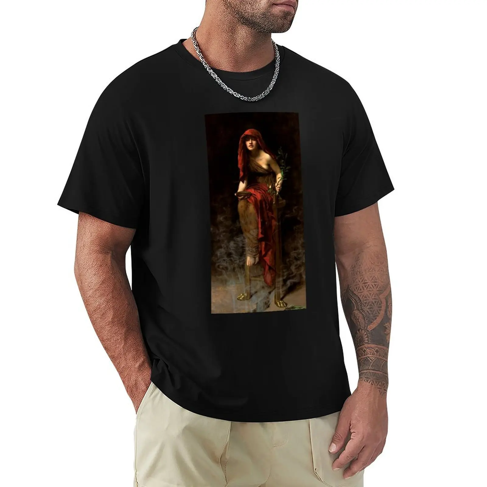 John Collier Priestess of Delphi T-Shirt Daily Wear Plain Short Sleeve Shirt