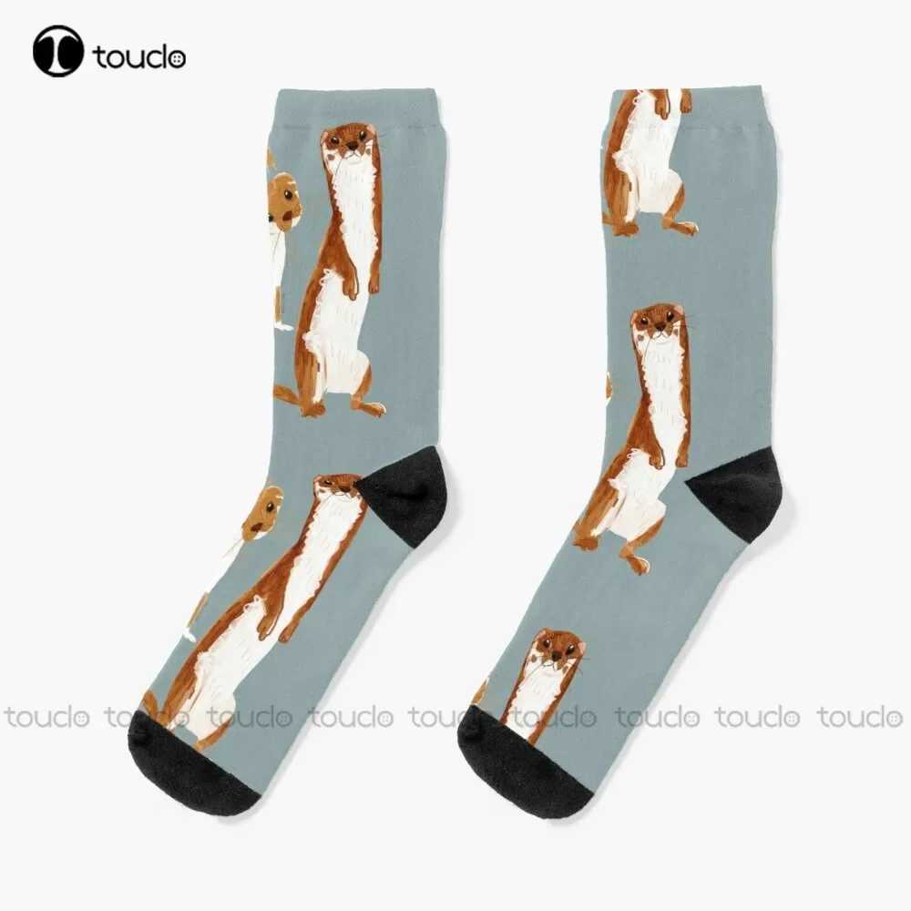 Calcetines divertidos de comadreja (Mustela Nivalis), calcetines de esqueleto, calcetines de algodón dulce de dibujos animados Kawaii bonitos y elegantes de alta calidad, coloridos