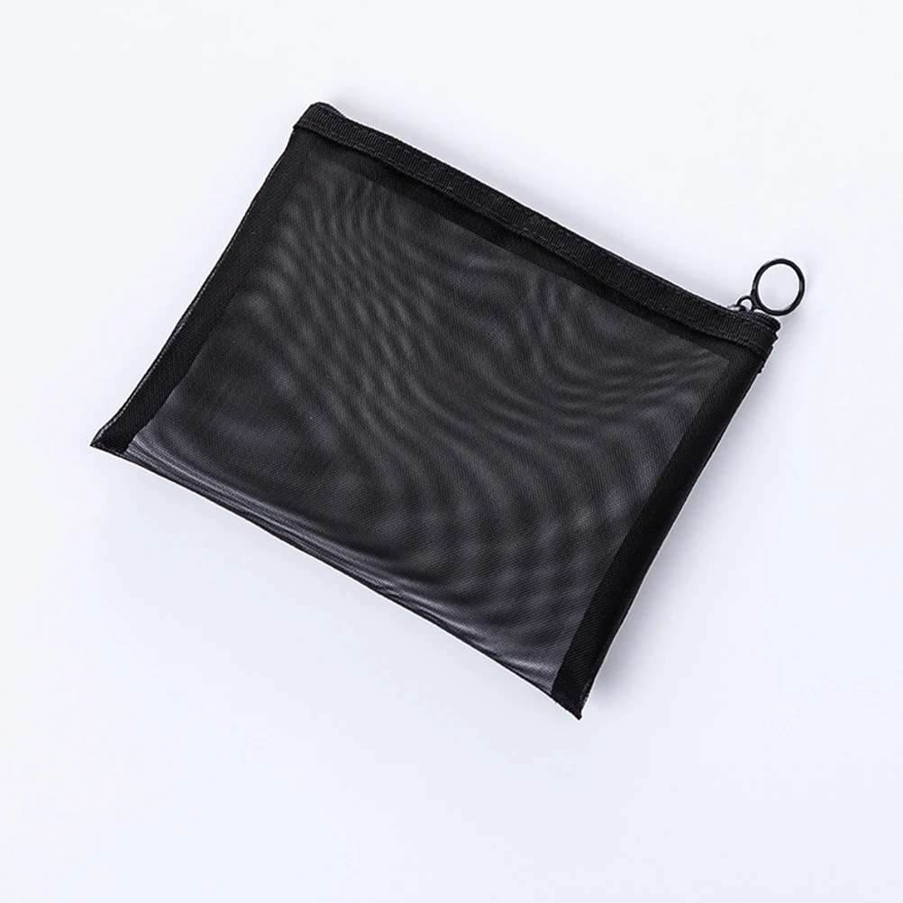 

3Pcs Black Mesh Makeup Bags Organizer Travel Storage Pouch Pencil Case Toiletries File Organizer Mesh Makeup Bags