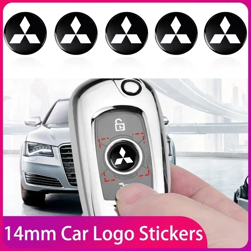

14mm Car Remote Key Emblem Badge Radio button Sticker For Mitsubishi Lancer 9 Ex Evo ASX L200 Colt Pajero Sport