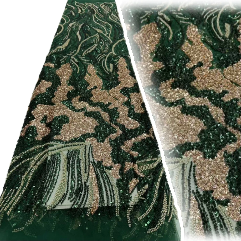 

Африканская кружевная ткань с бусинами, 2021, высокое качество, нигерийская кружевная ткань с блестками и бусинами, французская кружевная ткань для праздничного платья, шить CC1769