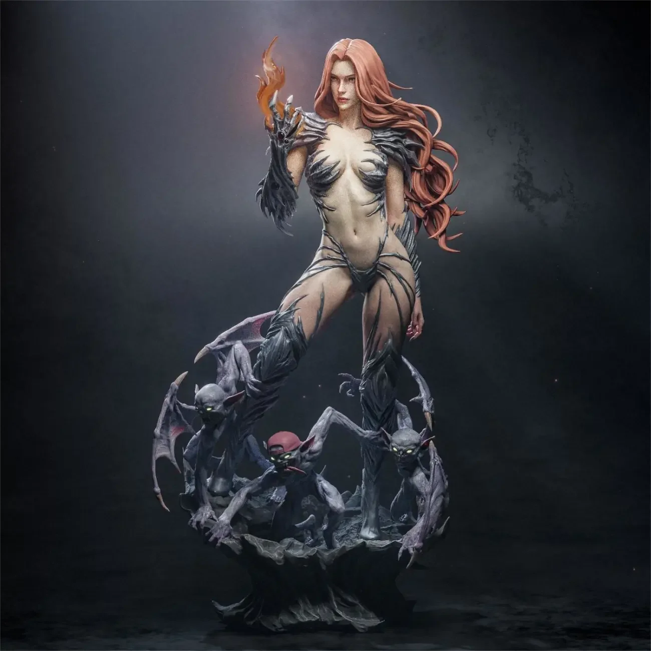 Devil Girl Witch 3D Resin Printing White Mold Part Separation DIY Coloring Self-assembly Figurines 9/12/15/19/24cm Miniatures