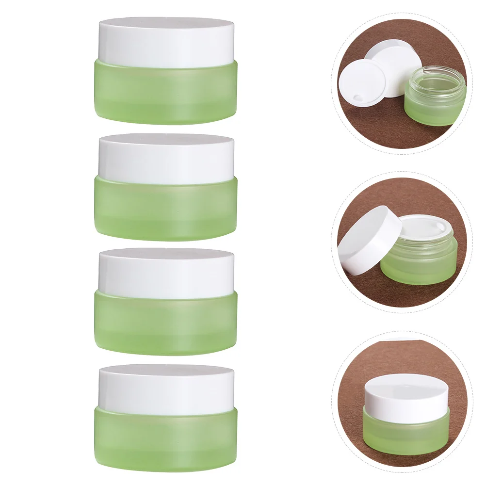 Pot de crème d'échantillon rechargeable, récipient vide, couvercle à vis à large bouche, pots de soins de la peau de voyage étanches, pot de maquillage à vis 4 pièces