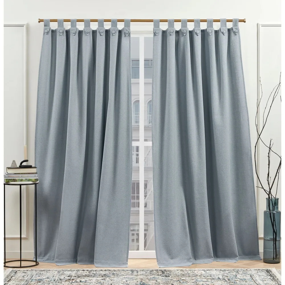 

Blackout Curtains for Bedroom Tab Top Light Filtering Curtain Panels Are Designed With Solid Textured Fabric and Feature Pointed