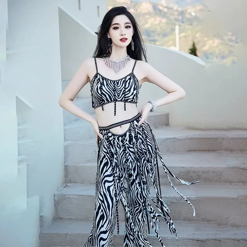 Trajes de danza del vientre personalizados, conjunto de actuación de danza oriental sexy, pantalones superiores para mujeres, ropa de práctica, Ropa de danza del vientre