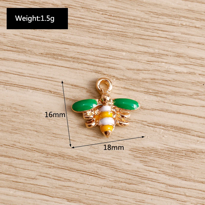 Tusember 10 Stück goldfarbene Emaille-Honigbienen-Charms, süßer Mini-Bienen-Charm für Schmuckherstellung, Ohrringe, Halskette, Zubehör – Detail 8