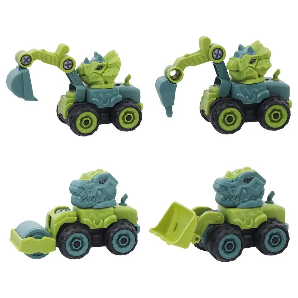 Construction Toy Excavator DIY Model Bulldozer Engineering Team Car Dinosaur Car Toy Educational Toy Dinosaur Engineering Car