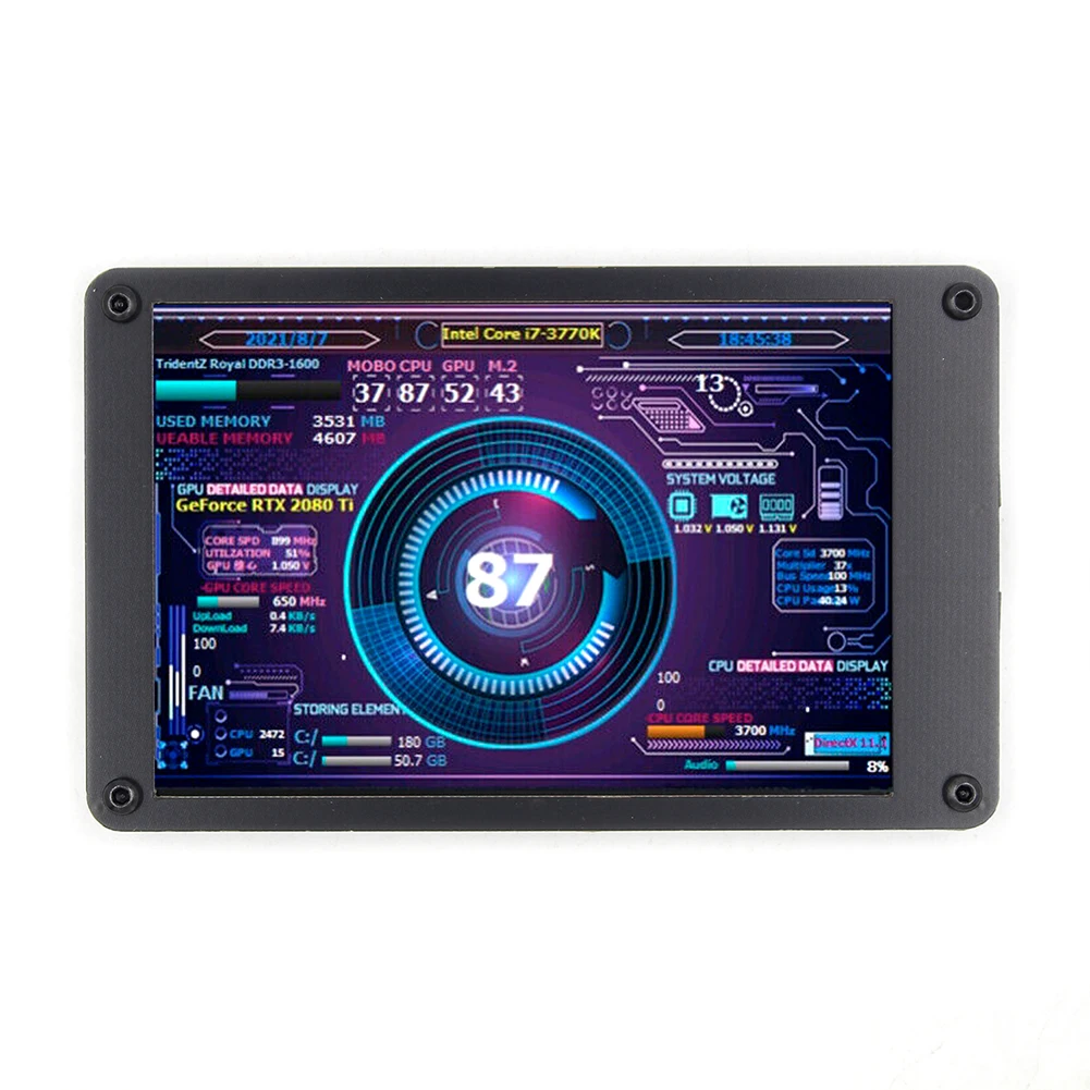 المزدوج USB مراقبة درجة الحرارة 3.5 بوصة IPS لتقوم بها بنفسك شاشة الكمبيوتر شاشة ثانوية وحدة المعالجة المركزية GPU RAM HDD الاكريليك لحالة ITX الصغيرة AIDA64