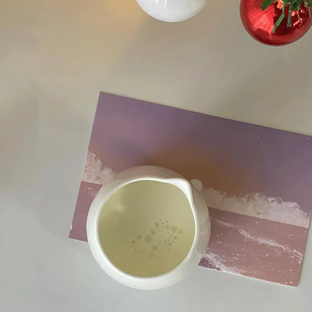 

Mini Ceramic Milk Jug Creative Spout Design Easy Pouring Sauce Cup Multipurpose Milk Cup Home Cafe Kitchen Supply