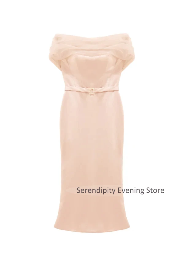 Customized Elegant Mother of Bride Dress Mermaid Modern Prom Dress for Evening Party Off Shoulder Tea Length Long Formal Gowns