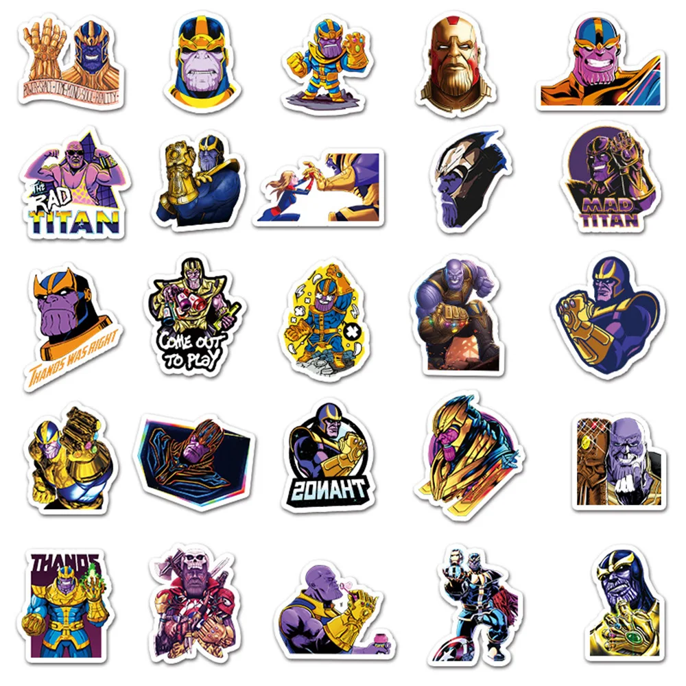 10/30/50Pcs Disney Marvel Thanos Cool Stickers Decal DIY Skateboard Laptop Phone Car Bike Motorcycle Waterproof Sticker Kids Toy