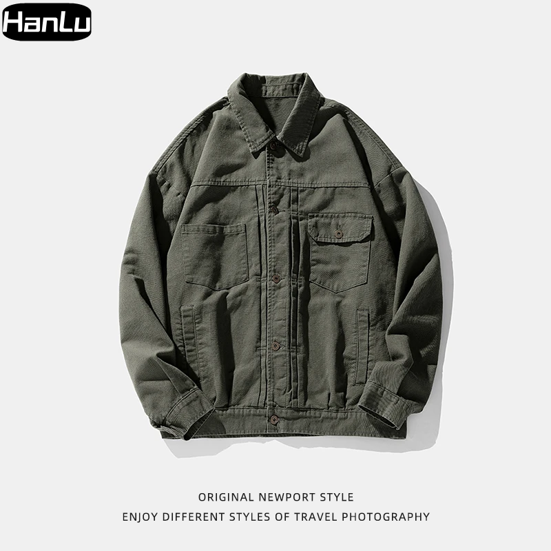 Men's Korean Fashion Street Clothing Multi Pocket Shirt Jacket Coat Plus Size Men's Harajuku Casual Black Polo Top