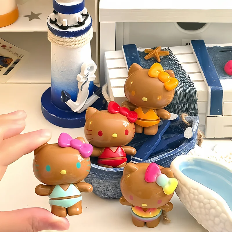 

Kawaii Hello Kitty, летняя радужная конфетная серия, мини-бобы, слепая коробка, милые частицы, декор для рабочего стола, коллекционные игрушки, подарок для детей и девочек