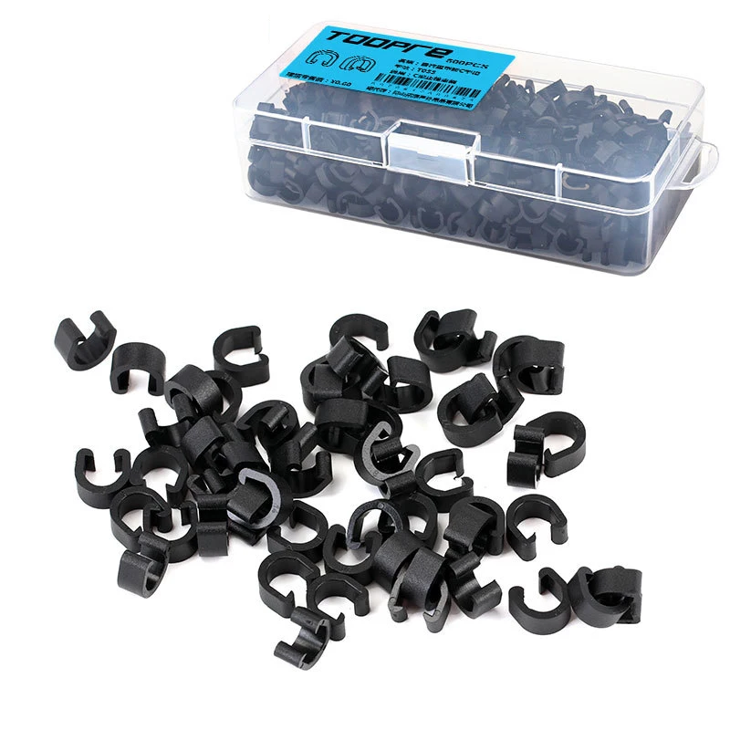 10-30PCS/Bag Bicycle C-type Buckles Plastic Brake Line Shift Cables Guide C-Clips U Shaped Snap Clamp Bicycle Accessory