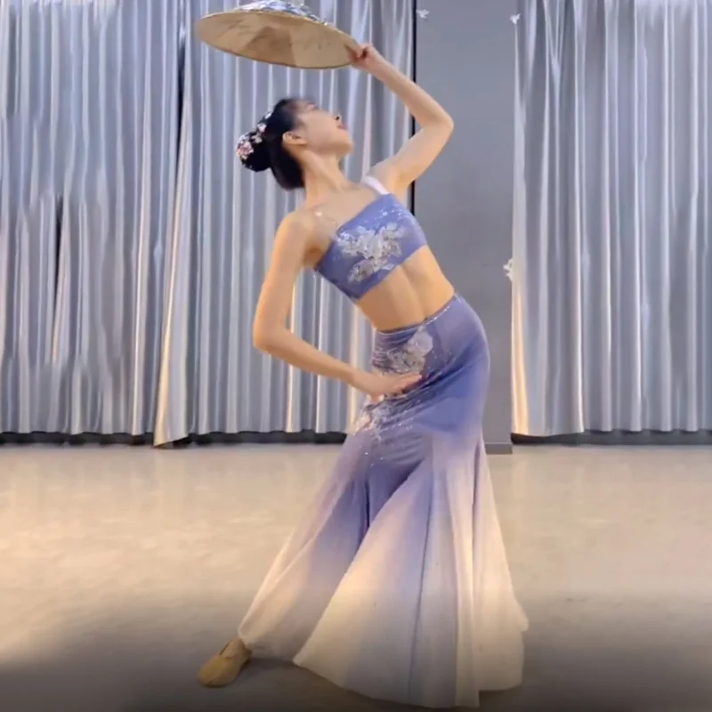 ダイ民族舞踊衣装 パフォーマンス衣装 ダンスドレス 孔雀舞 練習用 女性 ラインストーンフリンジドレス ミラー