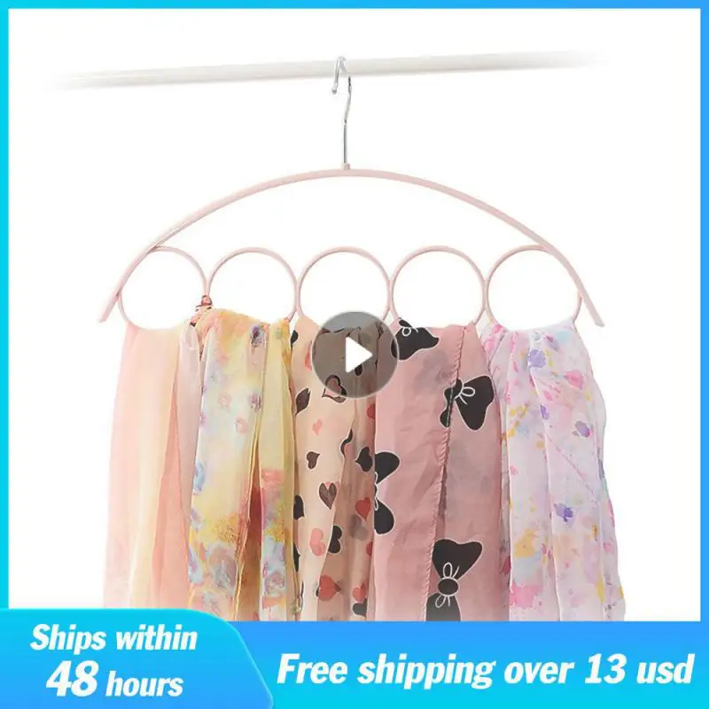 Store As You Like Wardrobe Storage Rack Prevent Rust Scarf Hanger Bend At Will Five Ring Design Belt Hanger Portable Hanger