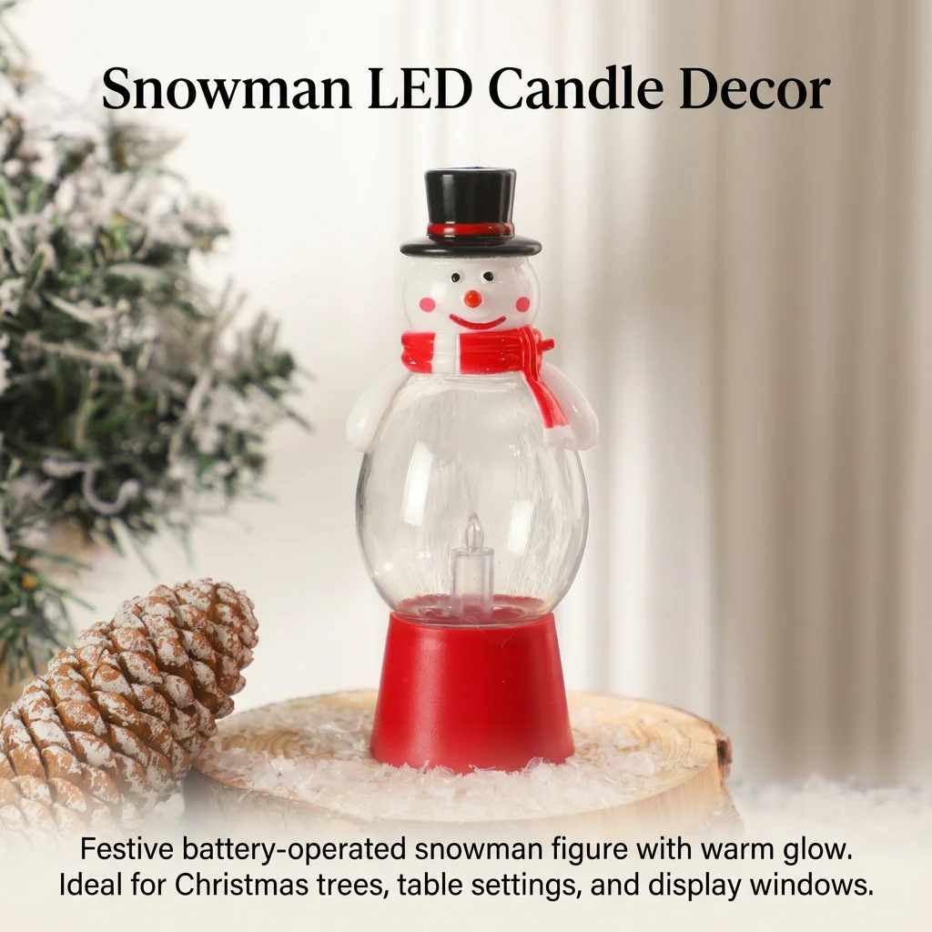 Battery Operated LED Candle Lamp Warm Glow for Christmas Home Table Decor Santa Snowman Festive Night Light Gift Durable