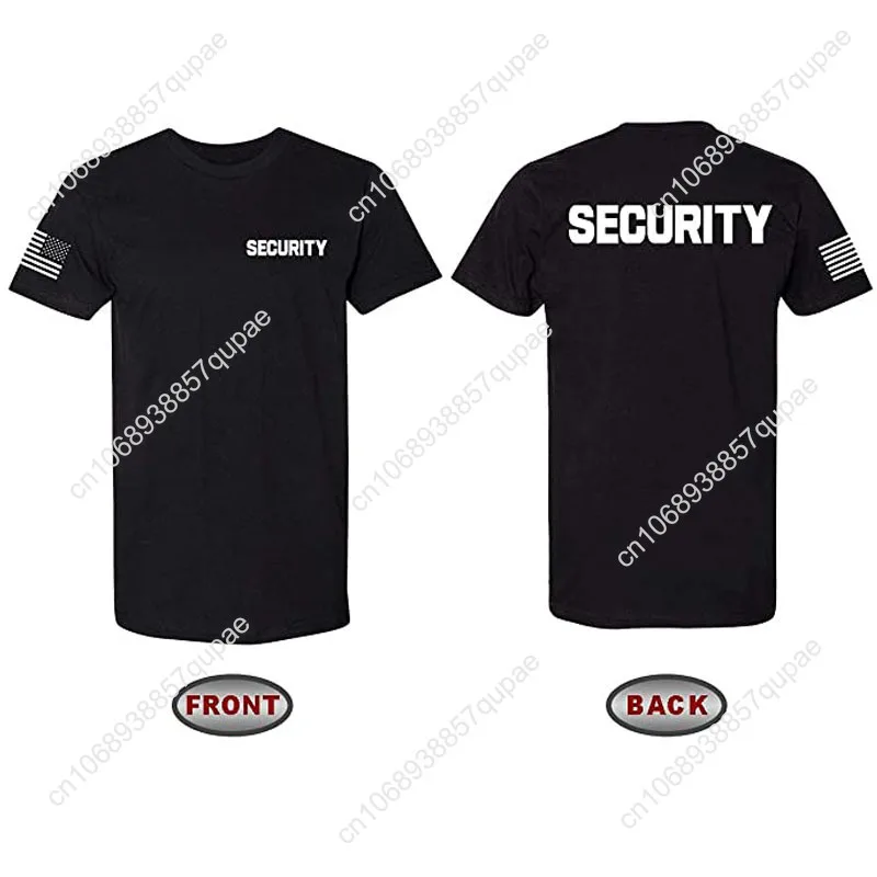 Security Guard Event Staff Two-Sided Unisex T-Shirt | American Flag on Arm Halloween Costume Accessory Men Clothing