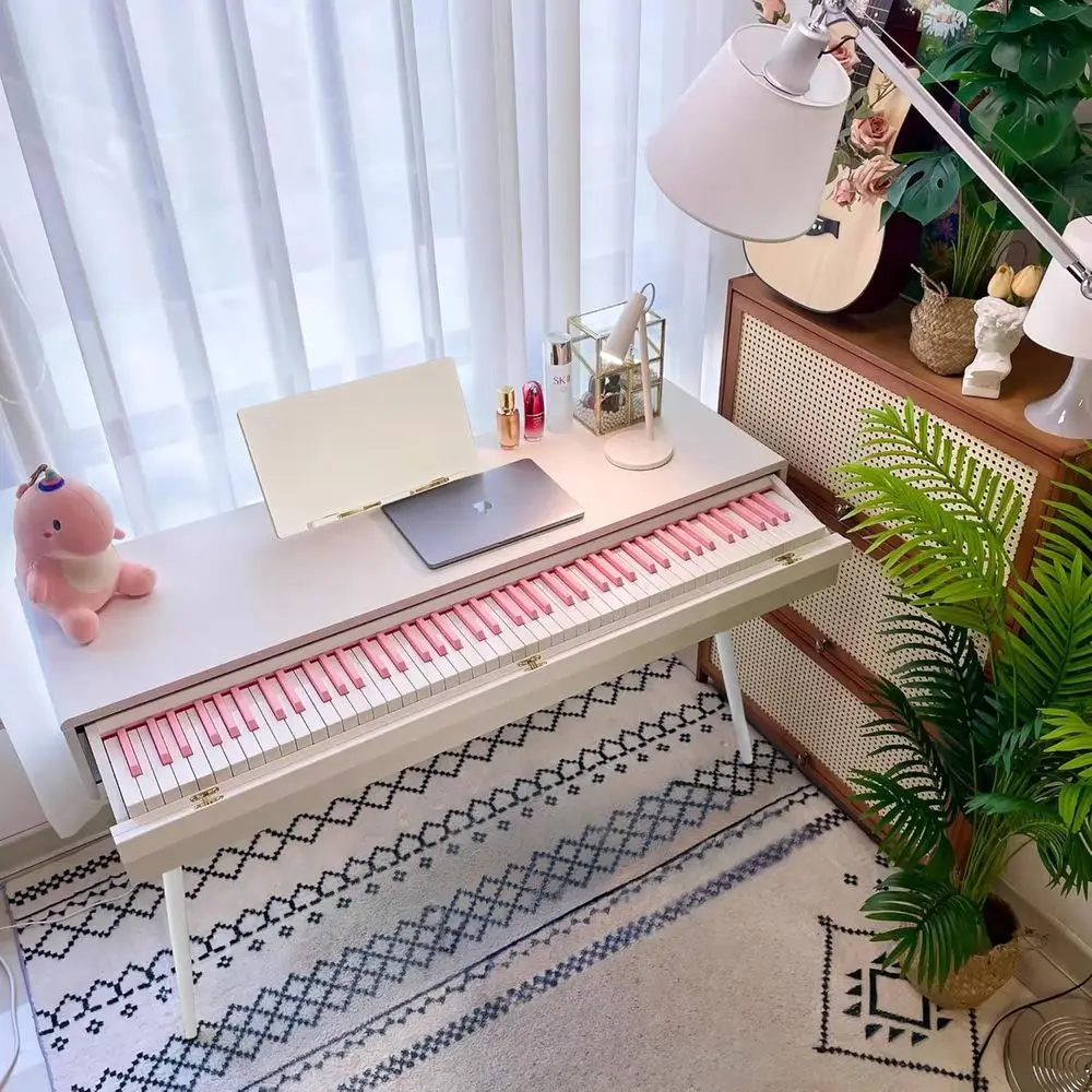 

88-Key Premium Electric Piano with Heavy Hammer Action for Home Use - Ideal for Beginners to Professionals (Pink Keys, No Bench)