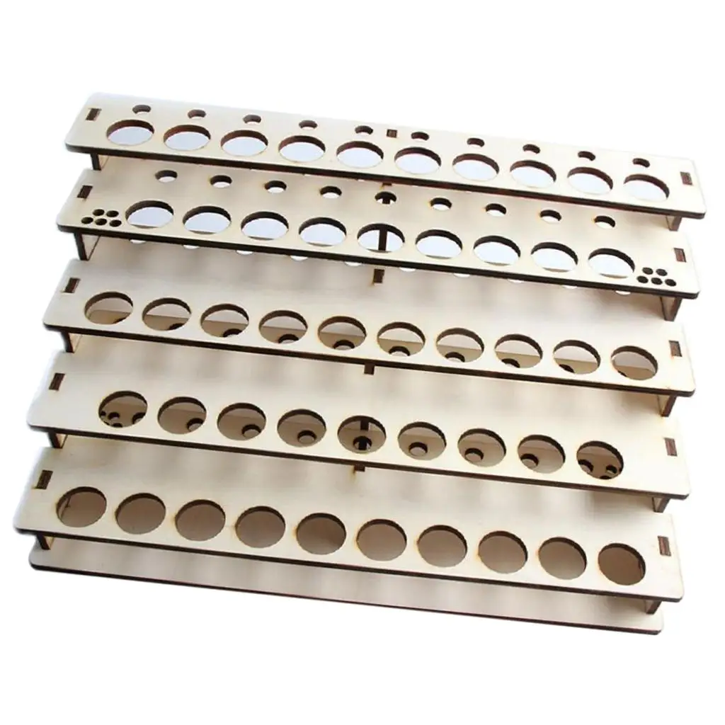 43-Holes Wooden Paint Rack Floor Wooden Stand Pigment Organizer