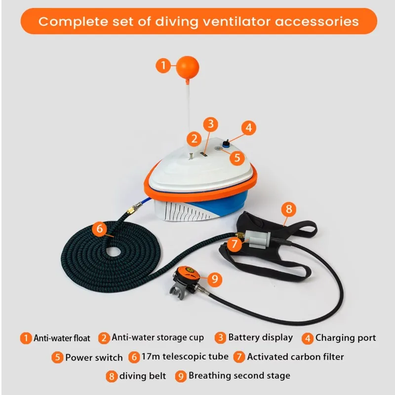 

LY700 Dive 7Hours 15M High Quality Waterproof Protection Tankless Air Breathing Respirator Ventilator Diving Compressor