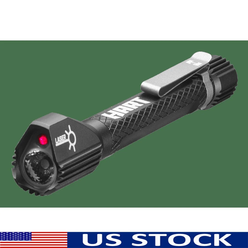 

150 Lumens LED Flashlight Laser Pointer Portable Inspection Tool Durable Aluminum Body Weather Resistant Battery Included