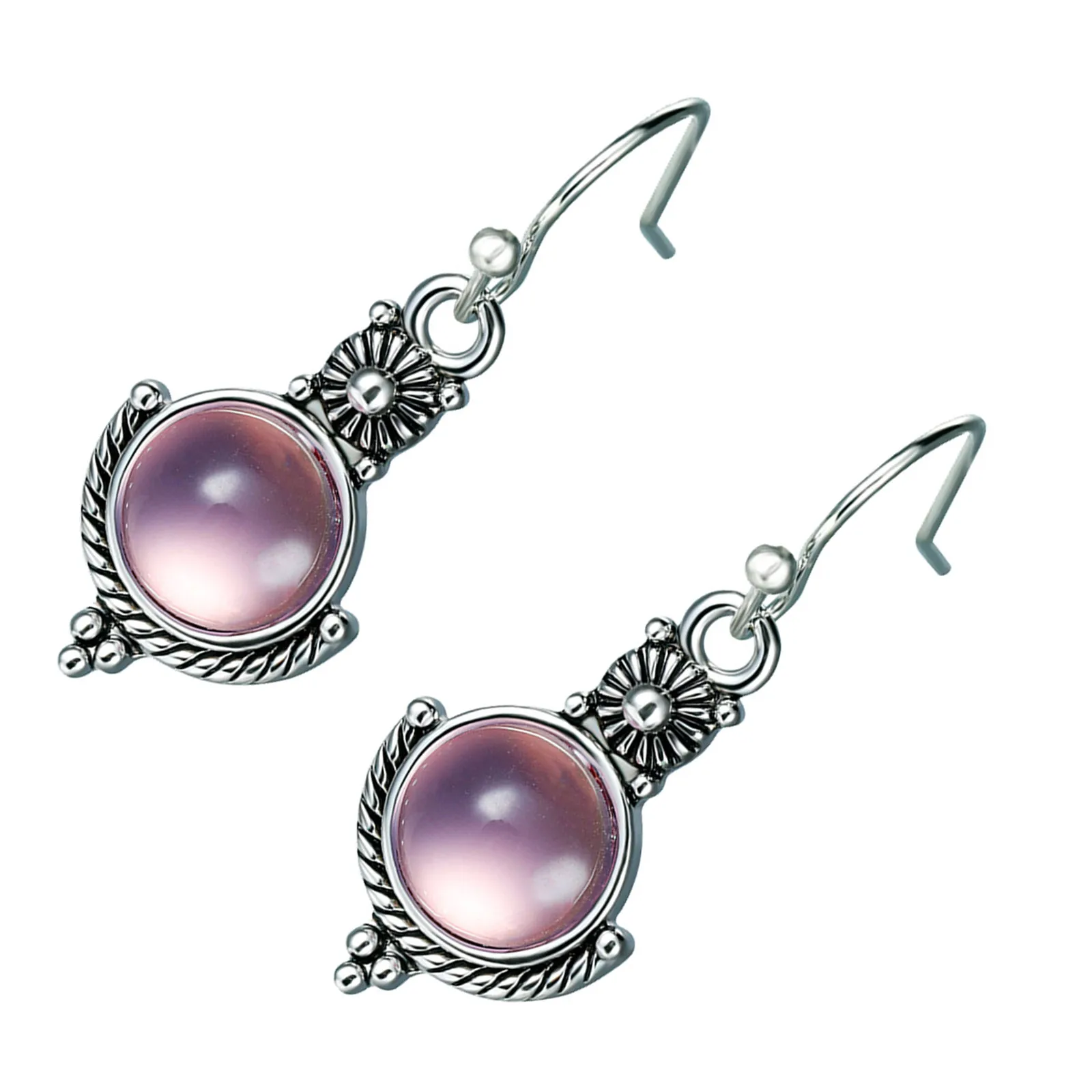 

1Pair Moonstone Earrings Retro Elegant Ear Drop Women Fashion Earrings Unique Lightweight Vintage Ear Accessories Jewelry