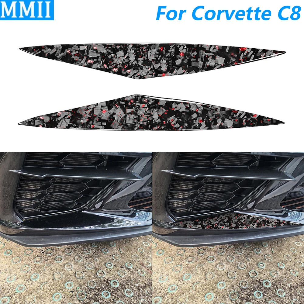 

Для Chevrolet Corvette C8 2020-2025: Накладки на передний бампер из кованого карбона (обе боковые панели), декоративные наклейки для автомобиля