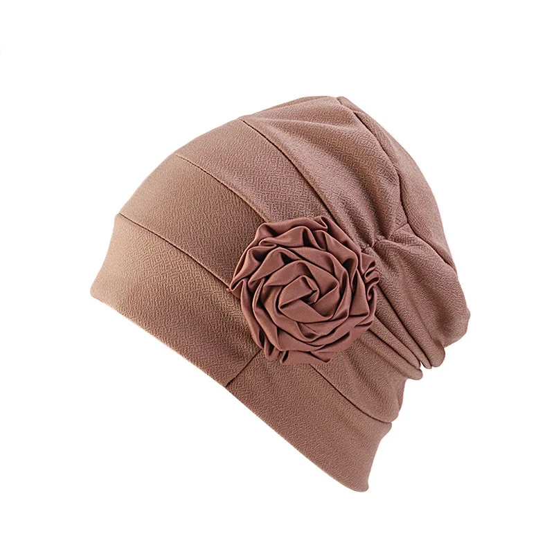 New Women big flower Women\'s Hat Chemotherapy Cap Muslim Islam Ruffle Cancer Chemo Beanie Scarf Turban Wrap Cap Hair Accessories