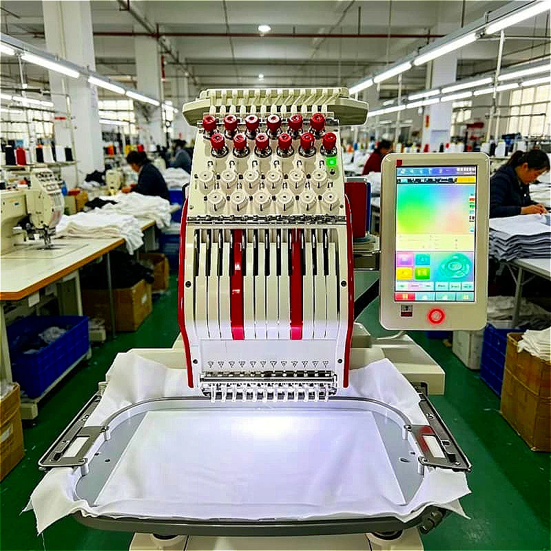 Professional Embroidery Machine 15 Needle 4 Head 1200 SPM For Bulk Sportswear Cap T Shirt Order Customized