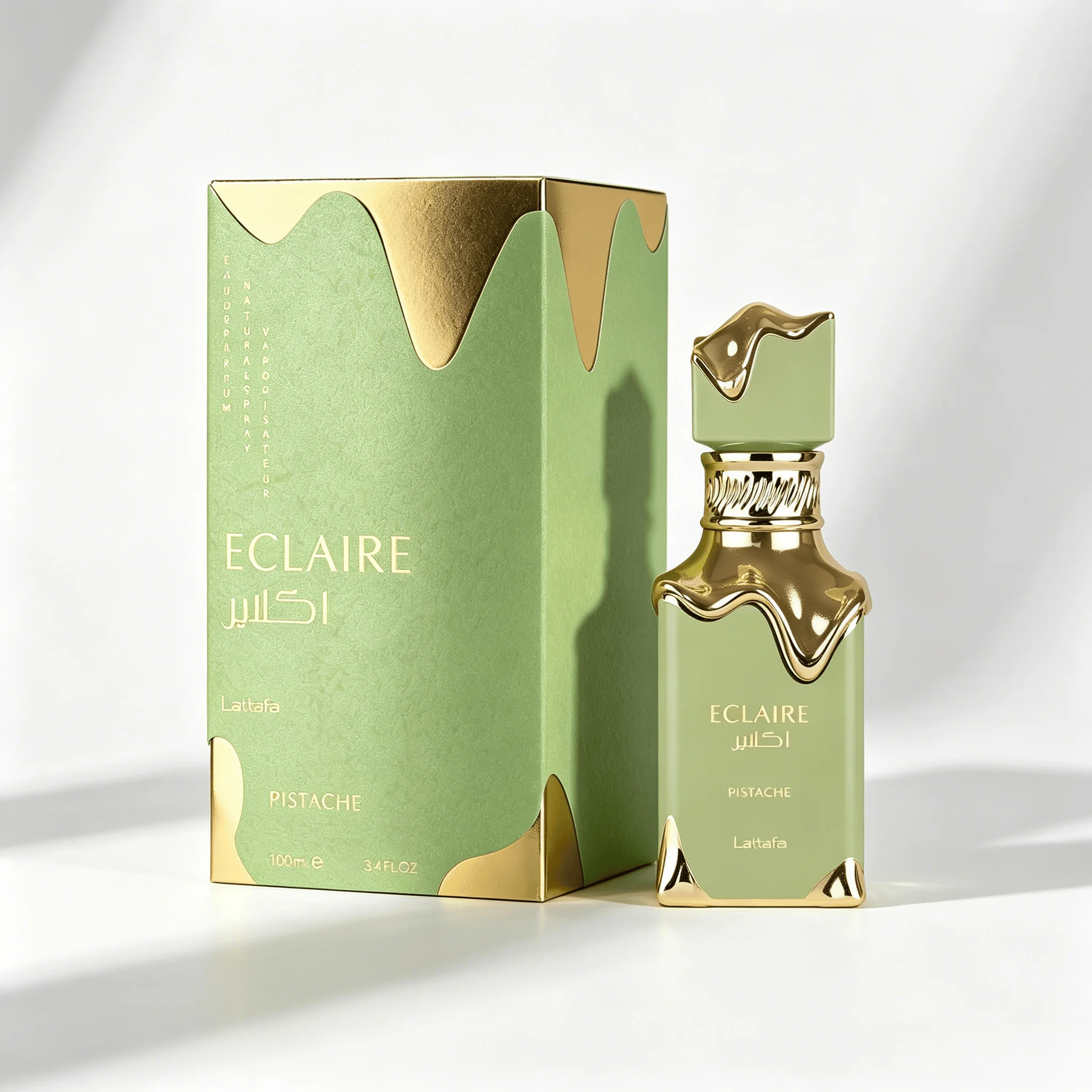 Lattafa Eclaire Pistache – Nussig, Cremig, Moschusartig – Parfümwasser-Spray, langanhaltender Duft für Frauen, 3,4 Unzen/ml, Luxusparfüm, langanhaltender Duft
