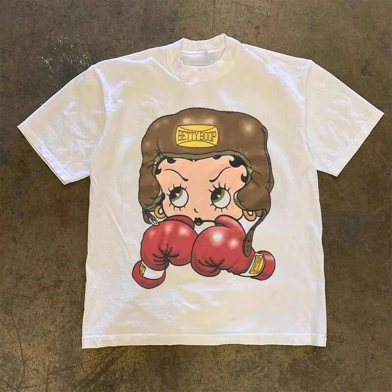 

Miss Betty Trendy Brand Printing Ins Creative Men and Women with The Same Short-sleeved Casual Sports T-shirt Oversize Street