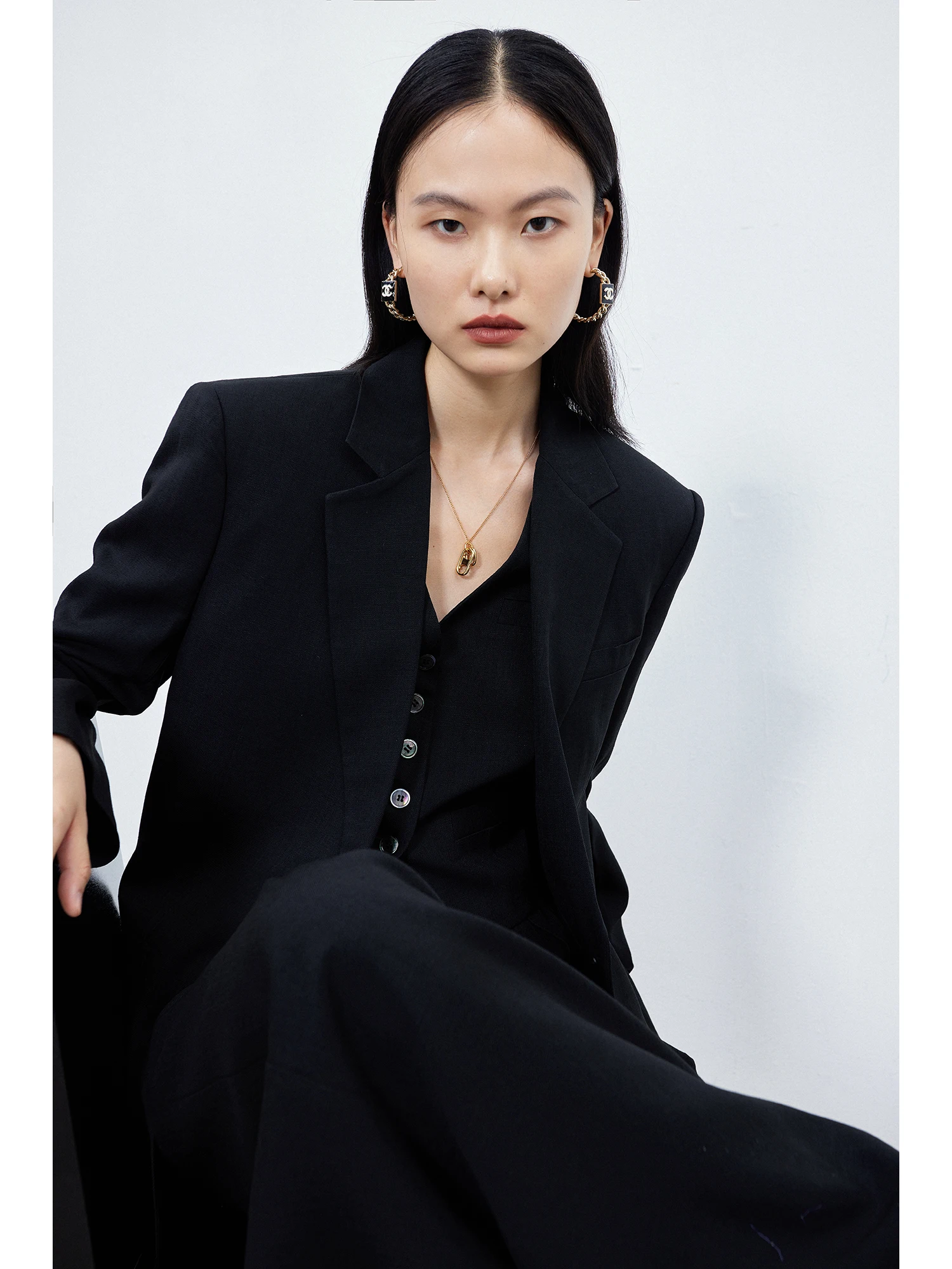 

Retro Acetate Women's Suit Jacket Luxury Four-Piece Set Draping Classic Style Single-Button Closure Long Sleeve Commute-Friendly