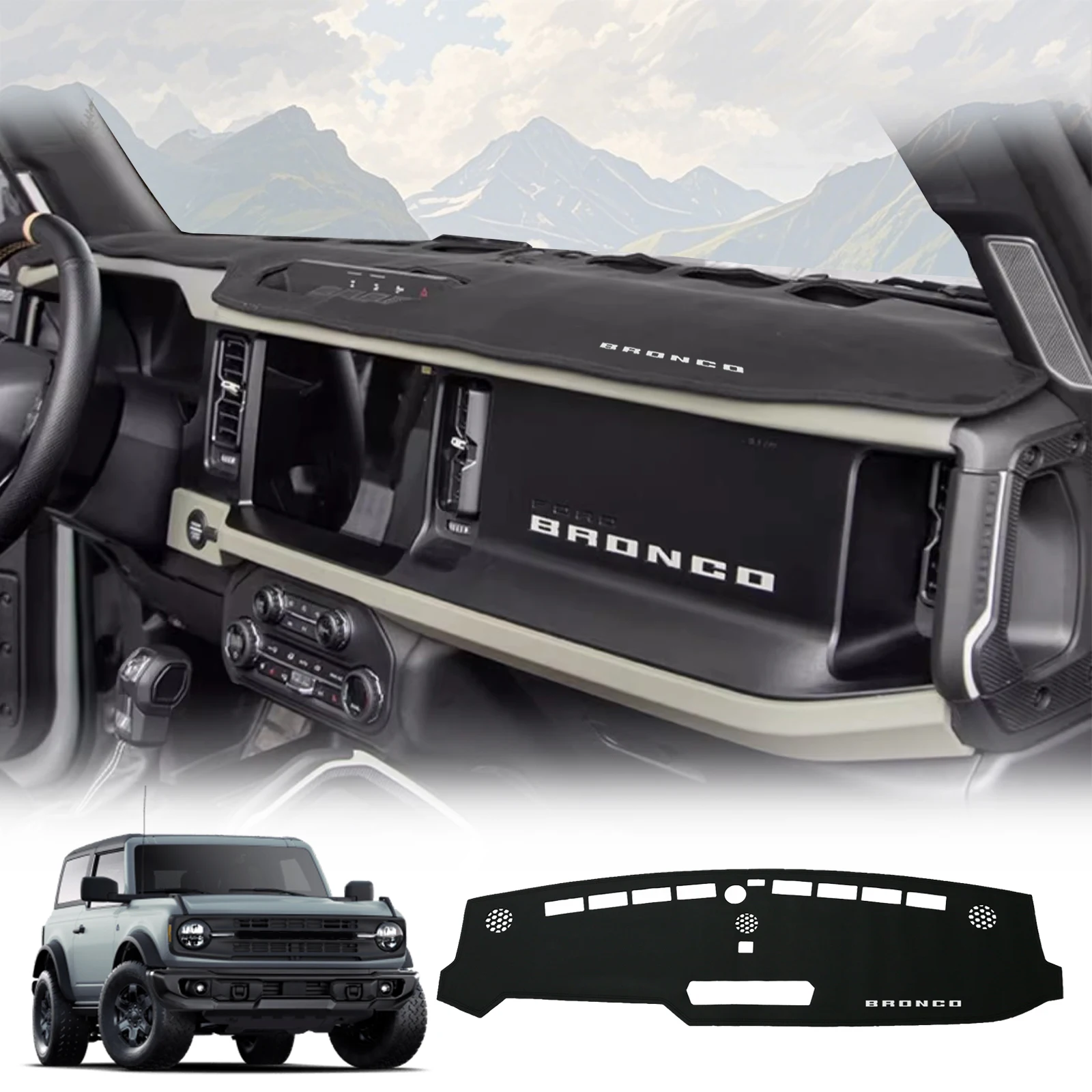 

for Ford Bronco 2024 2025 2026 Sunshade Protective Carpet Dash Pad Dashmat Accessories Car Dashboard Mat