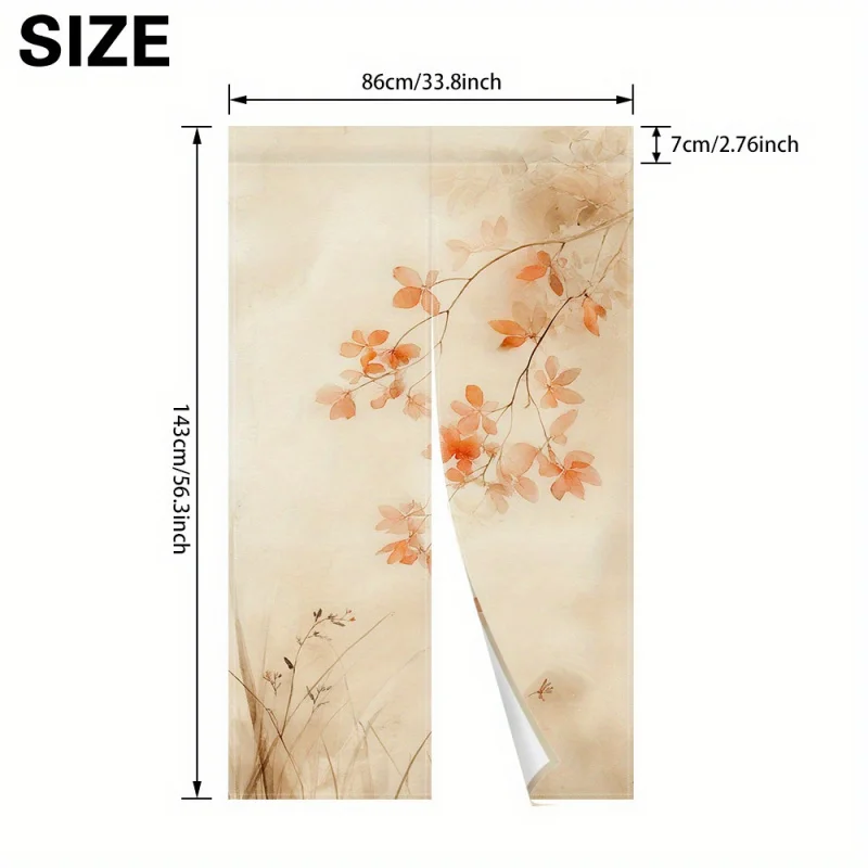 VIKAMA Japanese-Style Cherry Blossom And Maple Leaf Door Curtain Machine Washable Living Room Entrance Divider Curtain