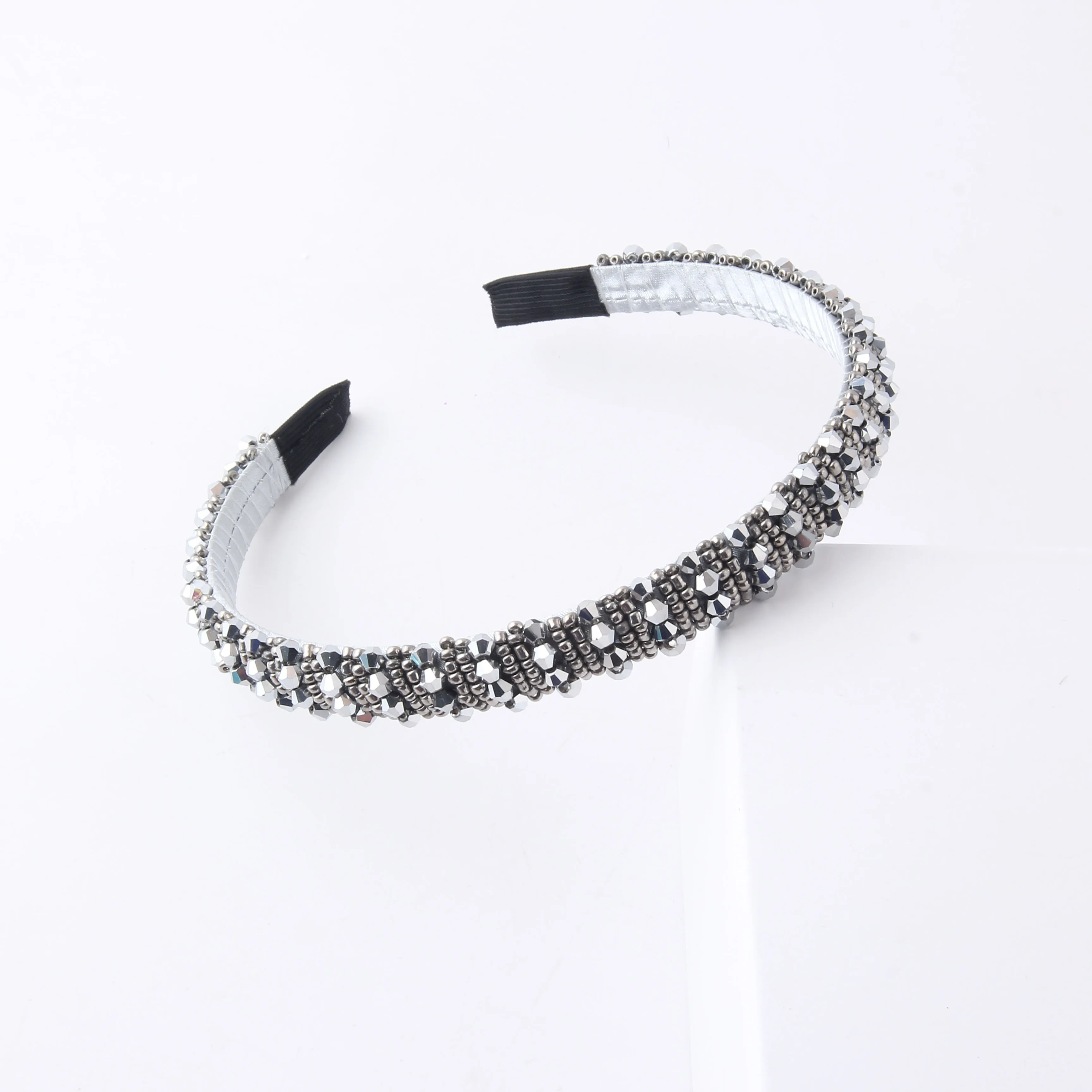 Korean Version Rhinestone Headband Hand-woven Beaded Headband Sponge Elastic Headband Women\'s