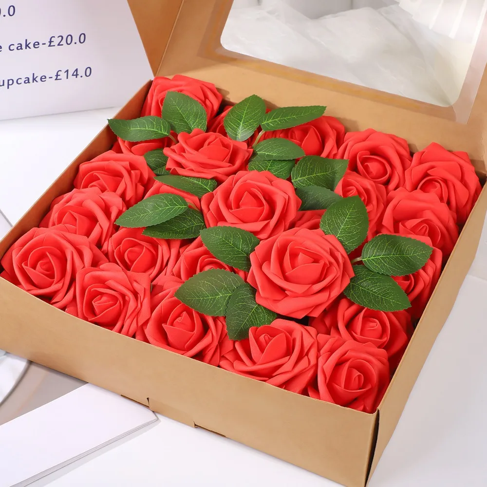 25 Stück künstliche Rosenblumen aus Schaumstoff, künstliche Blumen für Valentinstag, DIY-Geschenke, Ornament, Hochzeit, Heirat, Dekoration, Heimdekoration – Detail 10