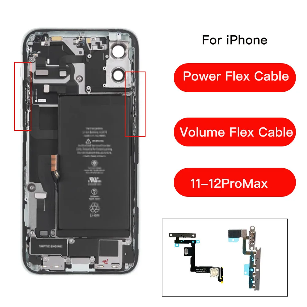 Power And Volume Button Flex Cable For iPhone 11 12 Mini Pro Max Mute Switch Flash Light Repair Replacement