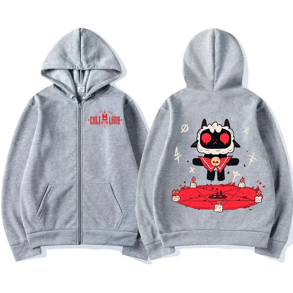 Game Cult of The Lamb Graphic Hoodie Zipper Pullover Men Women Zip Up Coat Tracksuit Boys Clothes for Teens Cardigan Sweatshirt