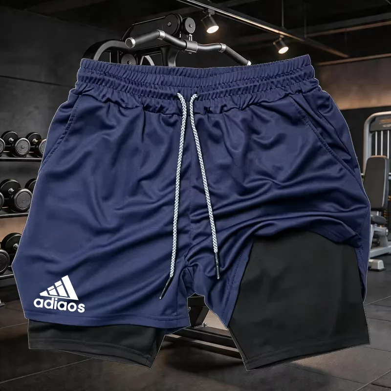 Men's sports shorts, printed sports pants, double-layer, quick drying, basketball, muscle, fitness Sports shorts