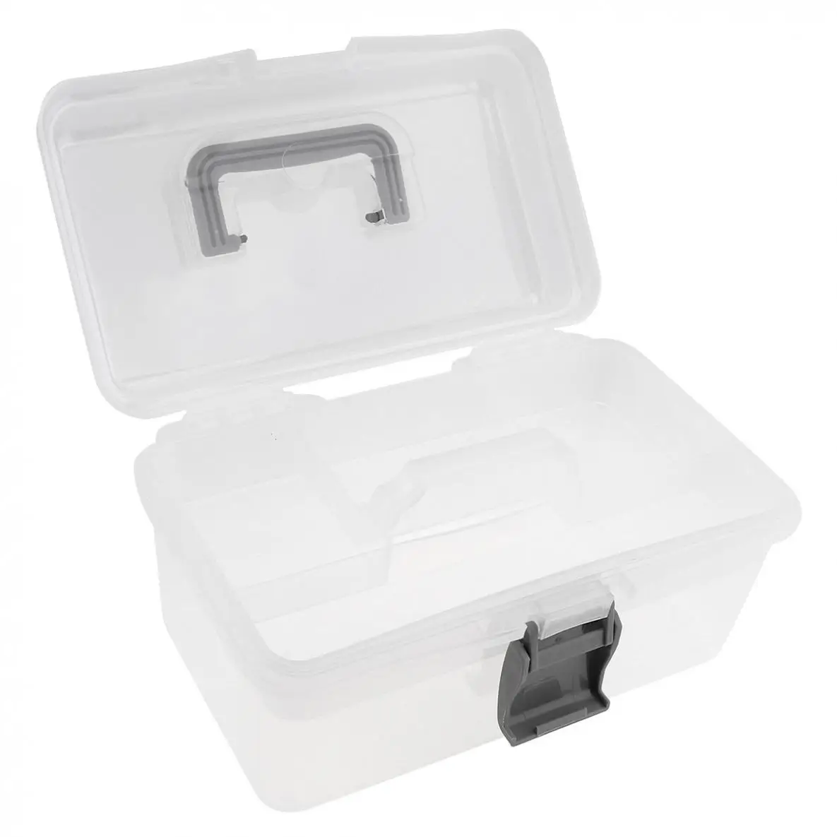 10 Inch Transparent White PP Plastic Double-layer Storage Tools Box with 260mm Length and 165mm Width for Hardware Accessories